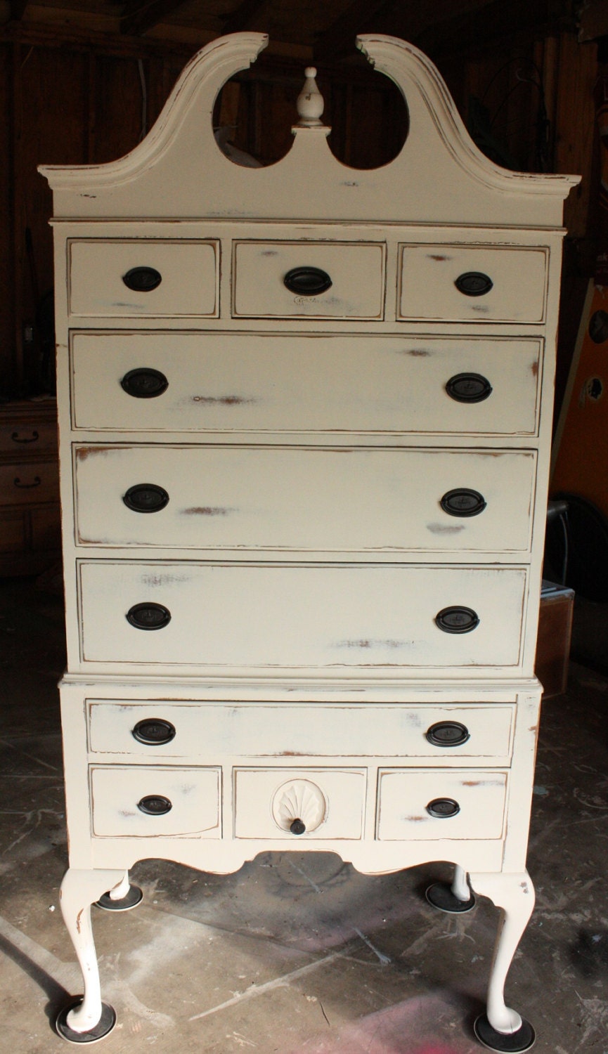 Old White Shabby Chic Highboy