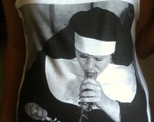 Classic Print Vintage Retro Nun Smoking Funny White T-shirt Very Thin Cotton Tops Tank Vest Women Size S M
