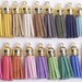 19pcs Leather Tassel Fiber Tassel Fringe Tassel with Gold Bronze Caps 35mm-Mixed Color