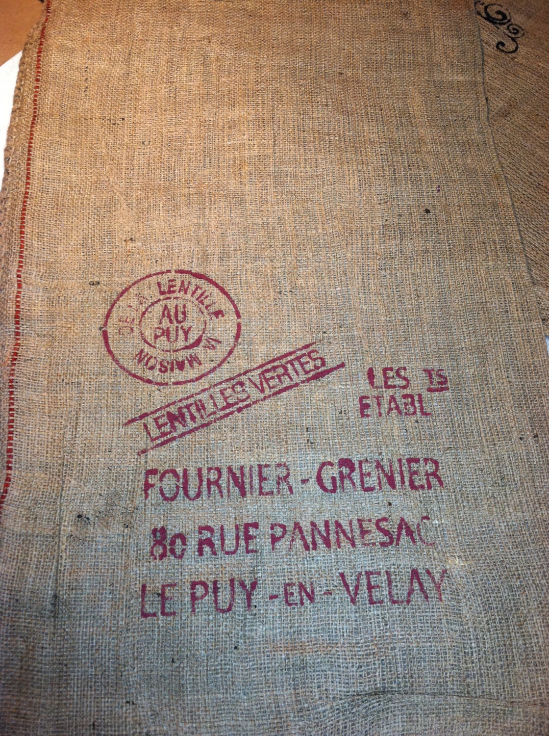 Burlap Sack Rustic French for pillows,home and patio decor, curtains, memo board, apron  No. 32