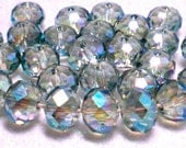 Blue Crystal Beads AB Color Faceted Rondelle 8mm Caribbean Blue Crystals