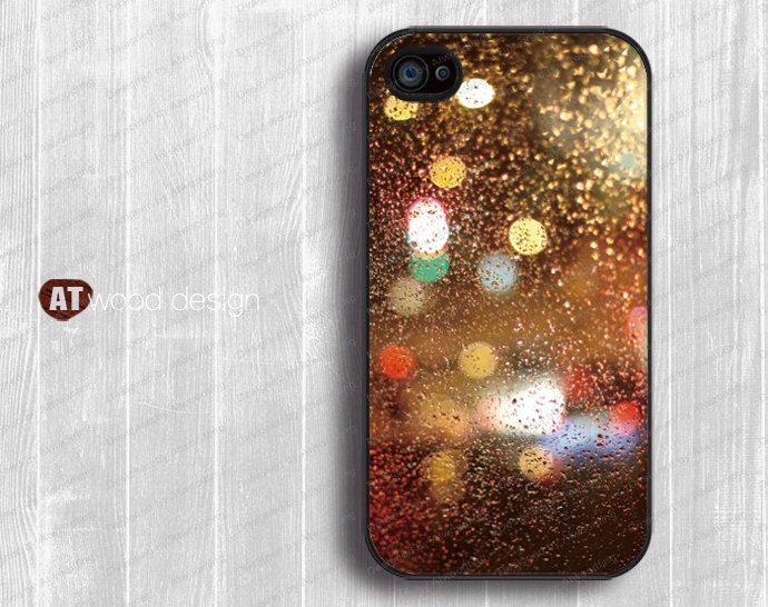 colorized Rain and glass  iphone black Rubber case iphone 4 case iphone 4s case Hard case Iphone 5 case