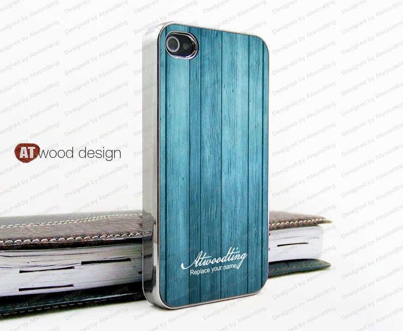 light silvery iphone 4 case iphone 4s case,eletroplate iphone 4 case,bautiful wood texture blue style unique Iphone case design