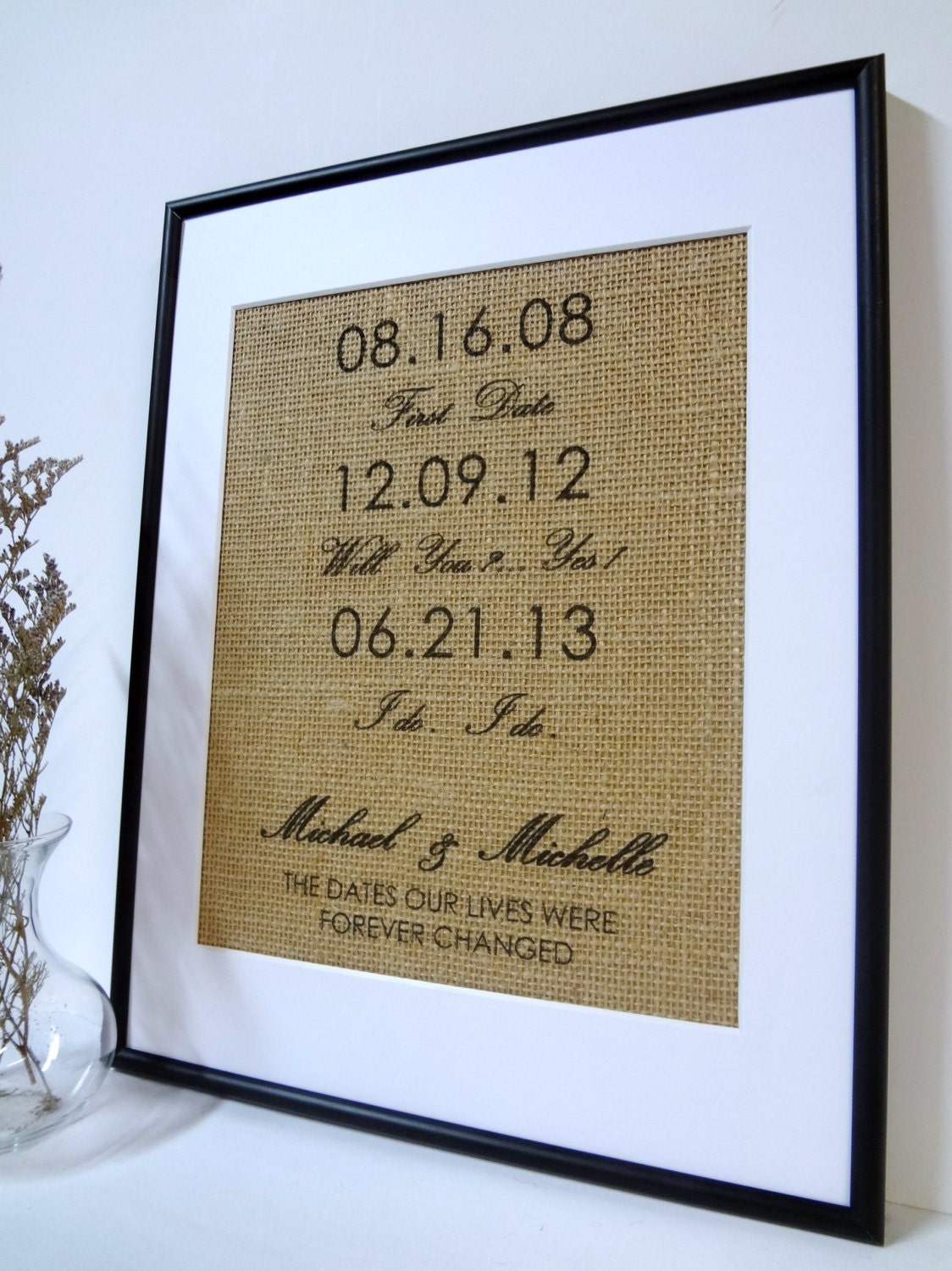 Rustic Wedding Sign on Burlap Personalized