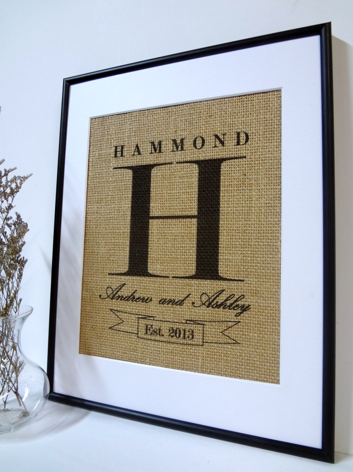 Personalized Custom Wedding Anniversary Engagement Print on Burlap