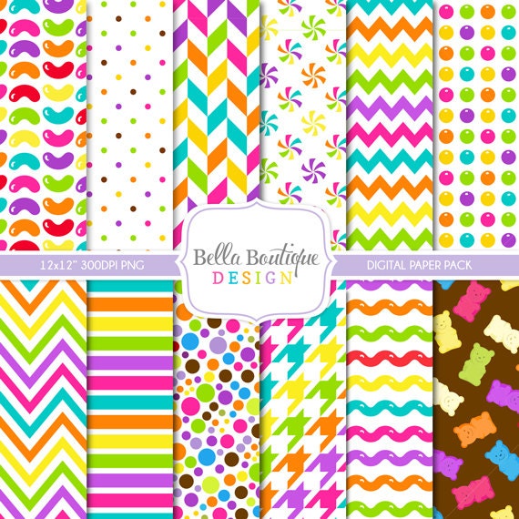 Instant Download, SEAMLESS, Candy Buffet, Sweet Shoppe, Digital Paper Pack, 12x12", Scrapbooking Papers, Party Papers Il_570xn