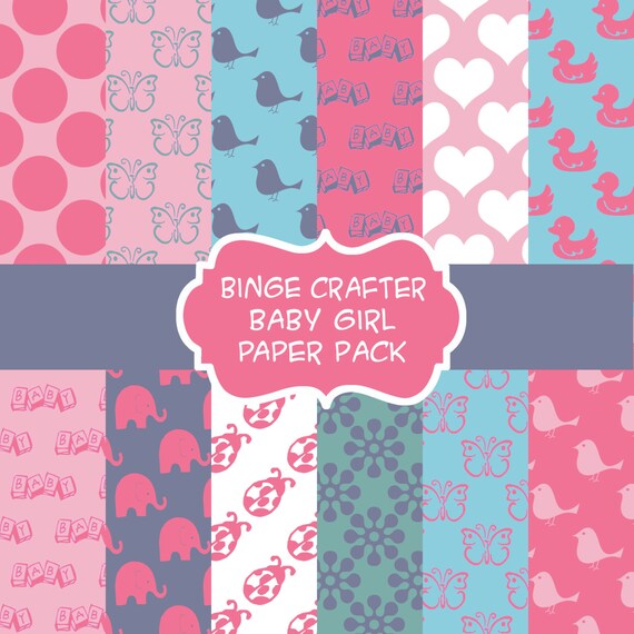 Baby Girl Digital Paper Pack- 23 pages for 3 dollars Il_570xn