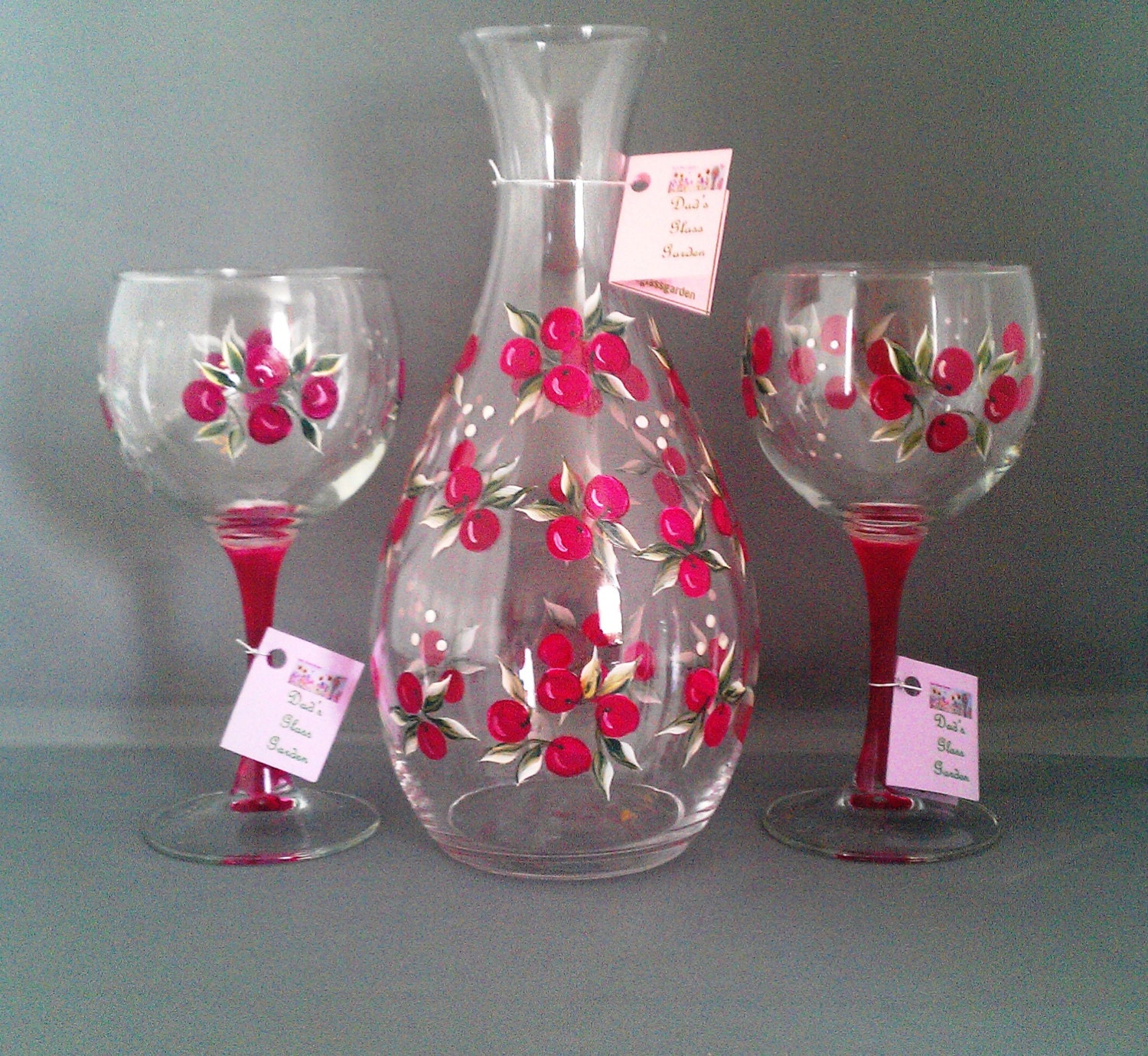 Cranberry Red Wine Decanter Set