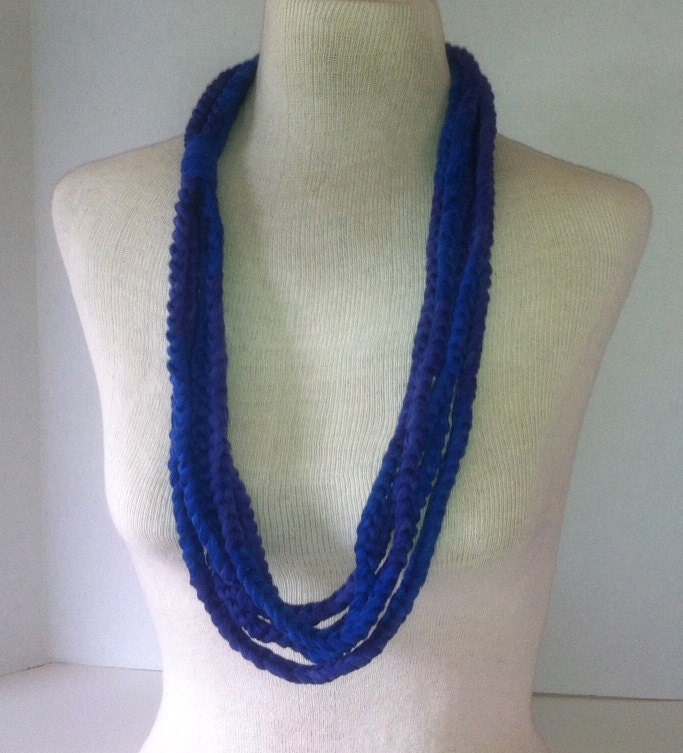 T-Shirt Braid Necklace Scarf in Blue and Purple Women and Teen Summer T-Shirt Scarves