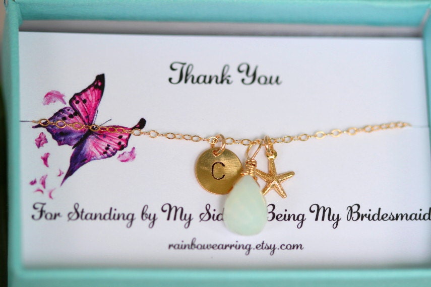 Bridesmaid Necklaces, Set of Four, Silver Initial Charm with Peridot Stones or Custom Gemstones, Pearl, Personalized Bridal Party Gifts