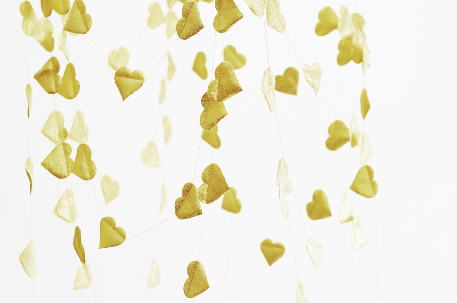 Fabric heart garland - Metallic gold garland