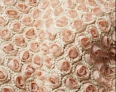 Lace Fabric 3D Pink Chiffon Rose Crochet Soft Lace Wedding Fabric 51.18" width 1 yard