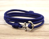 Anchor Paracord Nautical Bracelet in Navy Blue