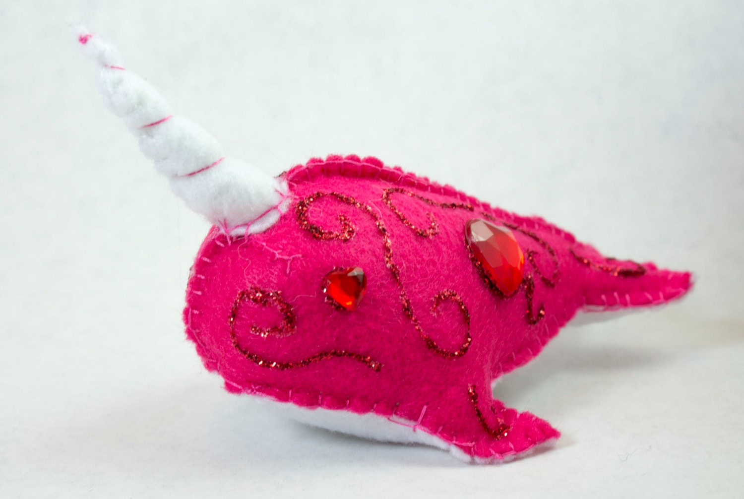 Valentine Narwhal Plush - Dark Pink