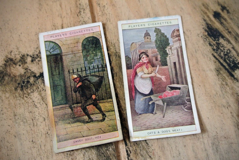 2 Grim Cigarette Cards Depicting Horrible Victorian Jobs. Cat & Dogs Meat, Chimney Sweep featured image