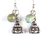 Buddha Earrings Yoga Jewelry Buddhism Dragon Veins Gemstone Healing Courage Wisdom Meditation Unique Gift for Her Under 20 Item Y53