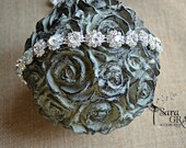 Glamour Collection : Dainty Rose Bud Newborn-Toddler Tie Back (Rhinestone, Gem, Sparkly)