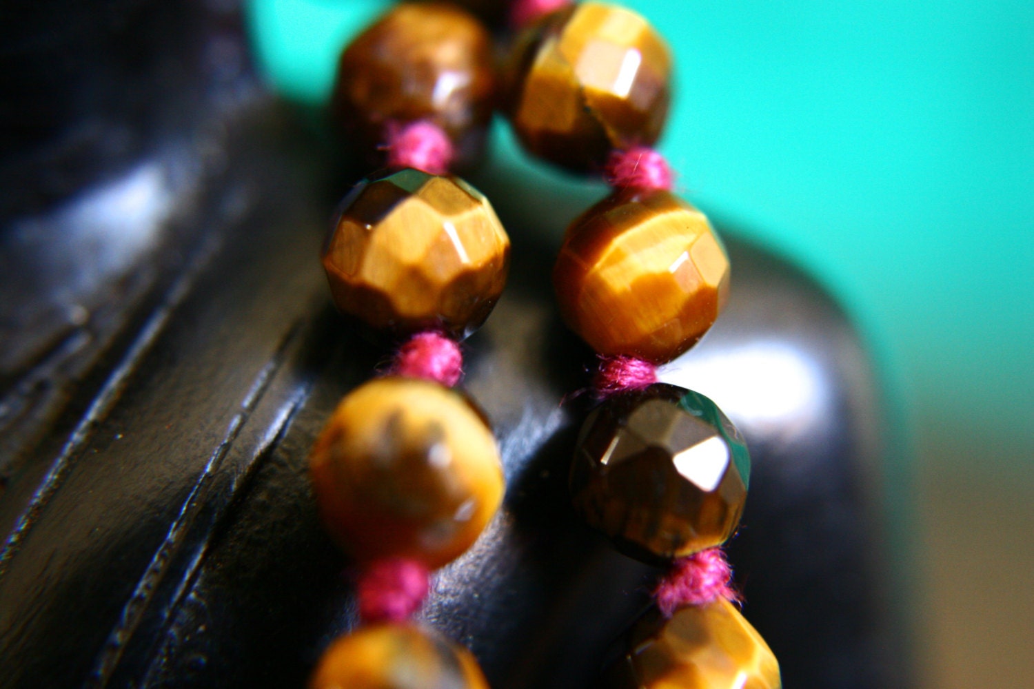 No Tassel Mala Necklace Tigers Eye Japa Meditation Mantra Yoga Jewelry Prayer Beads Knotted Gemstone Mala