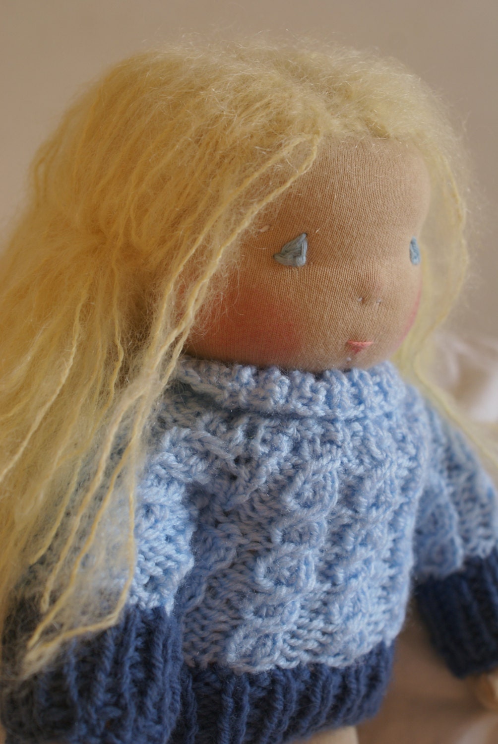 Knitting Pattern - Waldorf  Doll Pattern - Blueberry Turtleneck Sweater - For a 12 inch Waldorf Doll