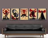 Superheroes Series - Batman Captain America Spiderman Superman and Ironman 11X17 Poster Set