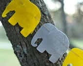 Yellow and Gray Elephant Felt Garland