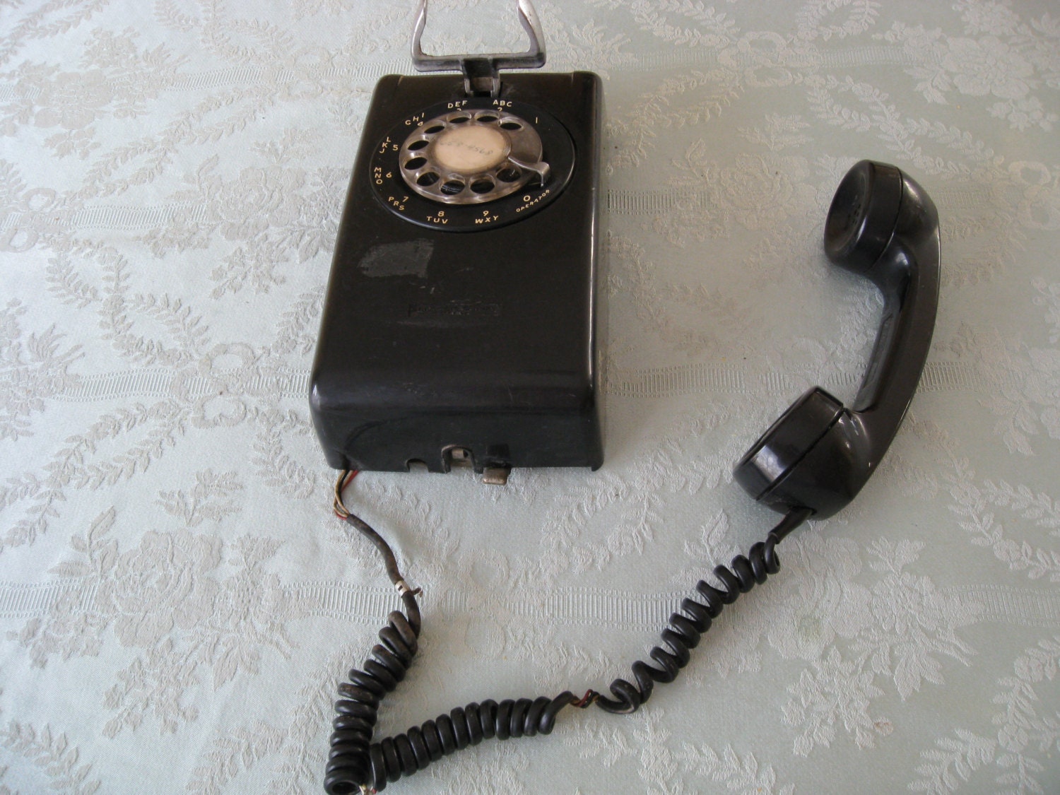 Vintage Black Rotary Wall Phone 1968 RETRO
