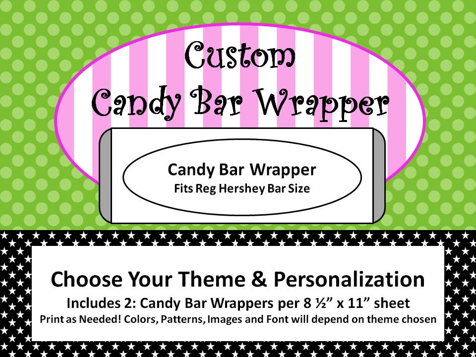 Custom Candy Bar Wrappers - Customized with the colors and theme of your choice - Personalized - Custom DIY Printable Party Decorations Il_170x135