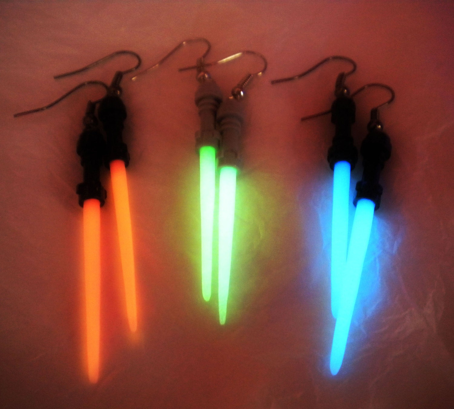 Star Wars Lightsaber - Glow Light Saber - Glow in the Dark - Glowing Lightsabers - Jedi Earrings - Sith Earrings - Nerd - Geekery