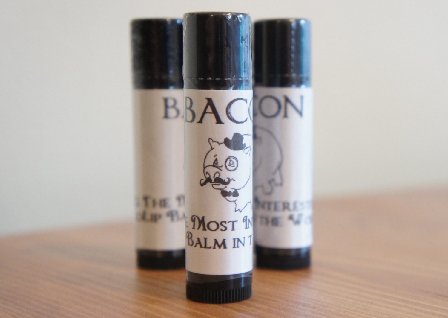 BACON Beeswax Lip Balm Homemade by Luxe Lips MANLY BLACK Tubes -The Most Interesting Lip Balm in the World- Novelty