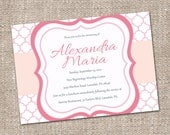 EDITABLE Trendy Baby Dedication Christening Girl Invitation