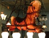 The Wonder Horse Hanging Light Fixture - A Vintage 1960s Rocking Horse Repurposed into a 4 Bulb Light Fixture