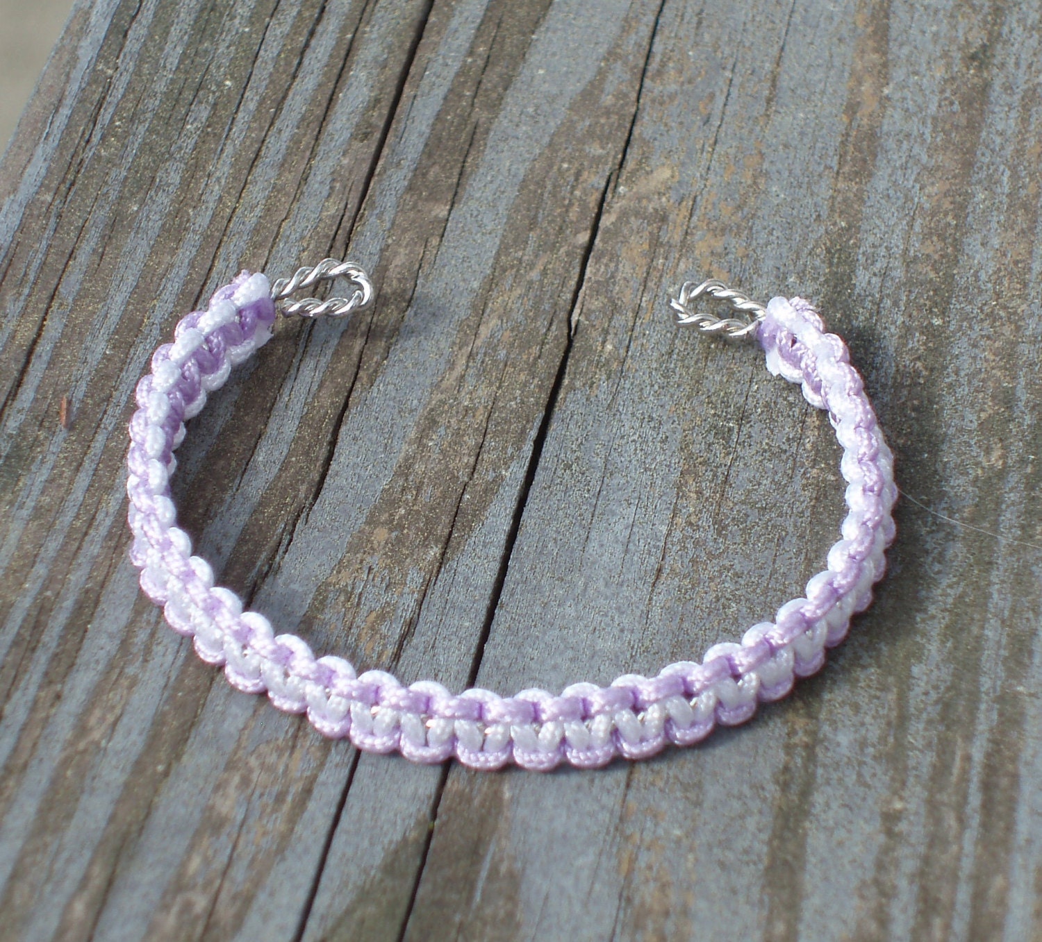 Lavendar and White Macrame Cuff Bracelet