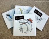DINOSAURS--Dirty Dishes coasters-- set of four-- mature