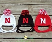 INFANT- Husker "N" Beanie with Pom & Braids
