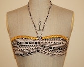 Aztec Gold Studded Bandeau Bikini Size Small (US- 6 UK- 8)  Bikini Swimwear Swimsuit With Matching Bikini Bottoms