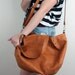 Slouchy Leather Satchel Bag in Tan