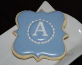 Fancy Plaque Monogram Cookies - One Dozen Decorated Cookies
