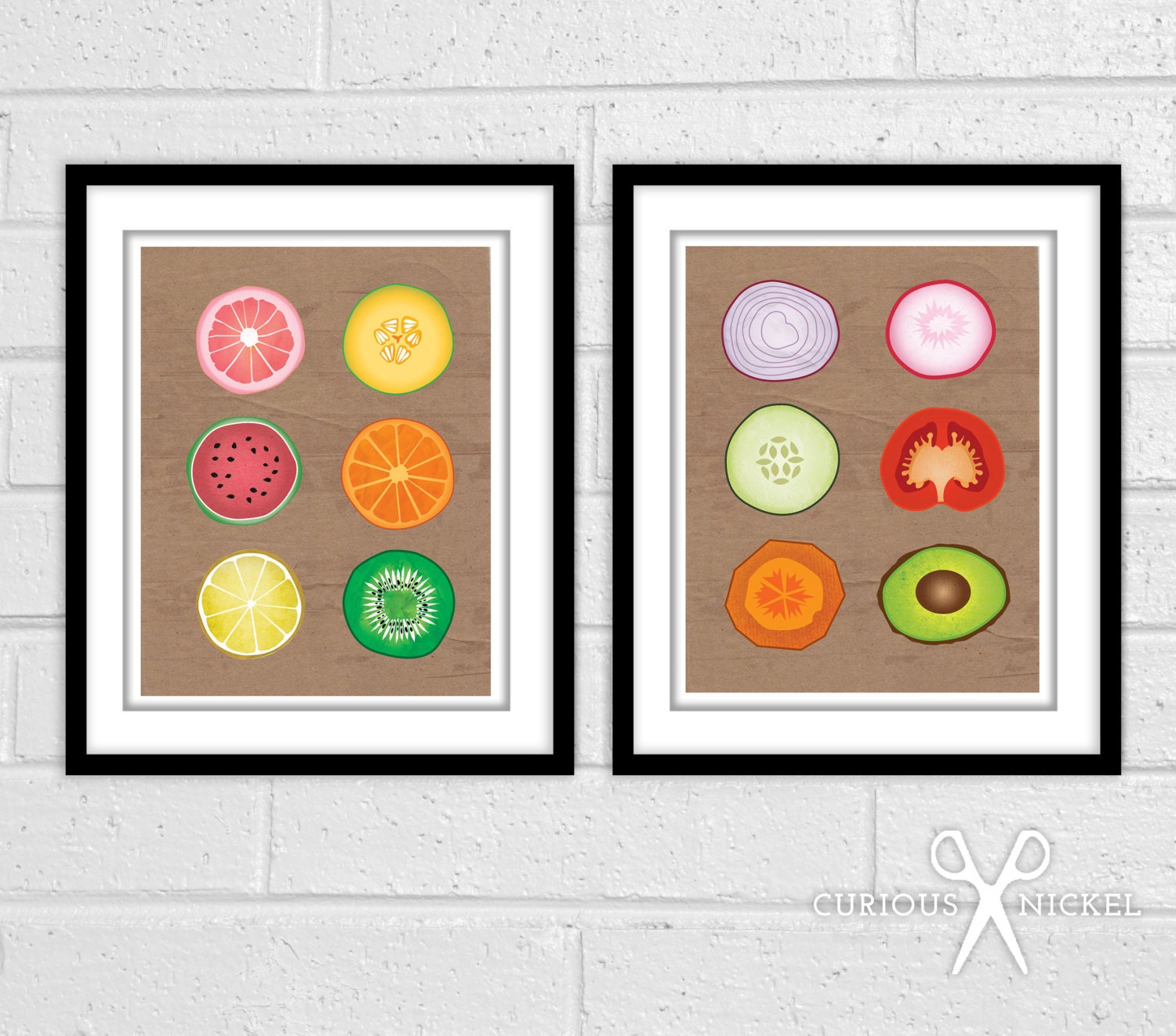 Fruits and Vegetables Collage Prints  - Art Collage Print - Kitchen Poster Print Art - 8x10