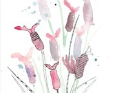 Lavender Flower Watercolor Art Drawing 8x10" Print (unframed)