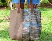 Handmade Vintage Mid Century & Belgian Linen Tote Bag Purse - Ke'e Reef Tote