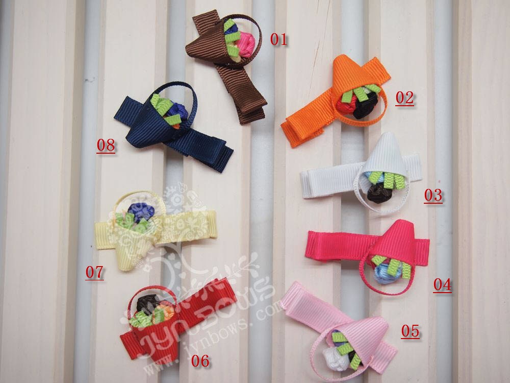 Cute Girls Basket Hair Bow Set Infant Baby Toddler Childrens Kids Boutique Fashion Small Tiny Little Hair Clip Hairbows (Set of 8)
