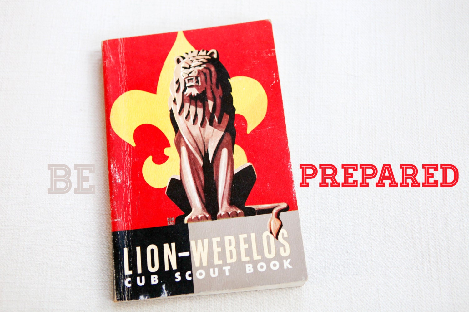 be prepared - vintage boy scout book, lion, webelo, cub scout, camping, outdoors, bsa