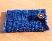 Knit Blue Shades Gift Card and Business Card Holder, Small Credit Card Wallet with Button closure