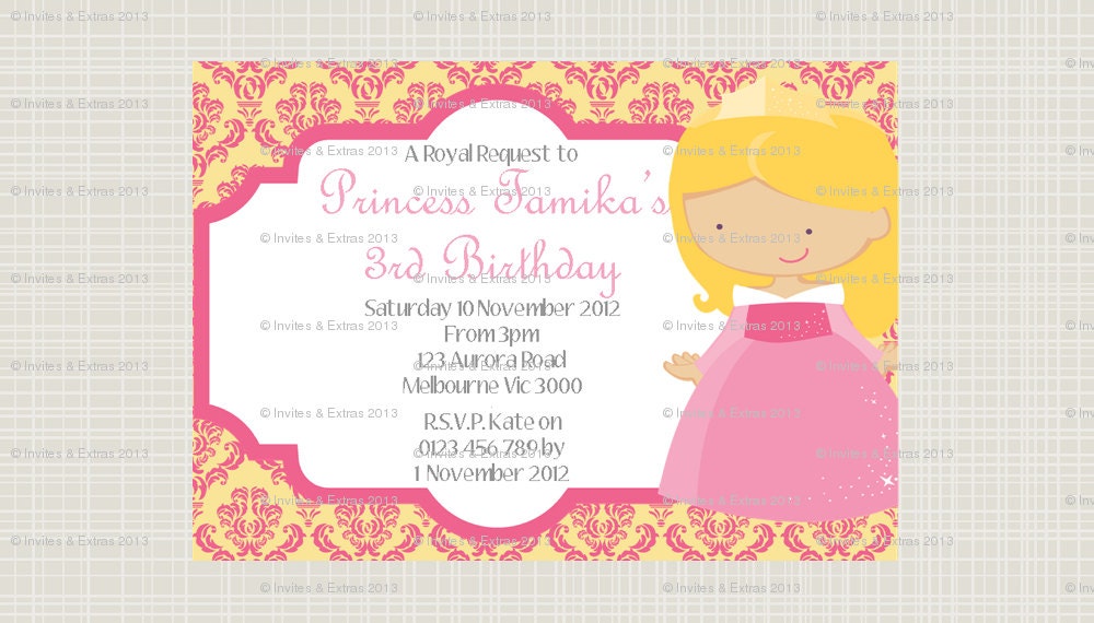 Printed Sleeping Princess Personalised Invitations Il_570xn