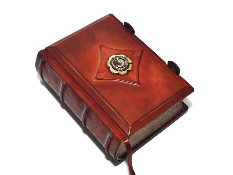 Steampunk flower -Small steampunk  leather journal- vintage style, 4"x5.7", 10x14.5cm, in gift box.