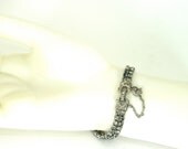 Vintage Rhinestone Bracelet Double Strand Silver Tone