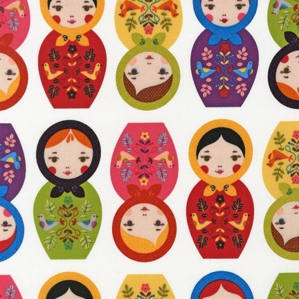 Little Kukla Collection - Little Russian Dolls in Bright - Suzy Ultman - Robert Kaufman - Half Yard