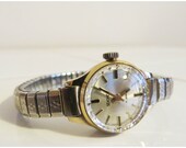 Vintage Sekonda Ladies Wrist Watch // Silver, Gold, 17 Jewels, Elasticated