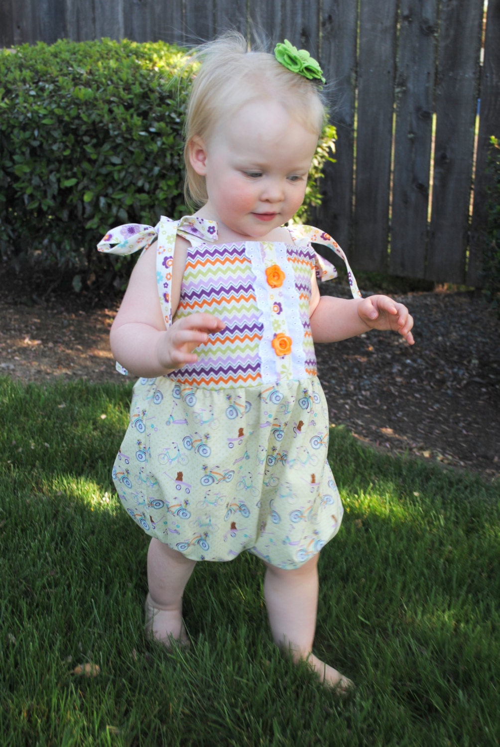 Chevron Romper, Bubble, Baby Girl, Toddler, One Piece Outfit, Dress Up Days Fabric, Sizes Newborn to 2T, Summer Clothing