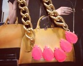 The CASSANDRA Is A Gold Chain Necklace With Tear Drop Rhinestones